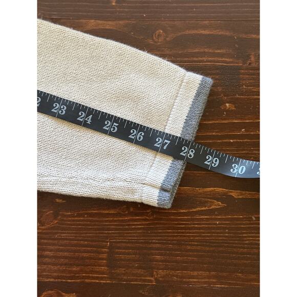 VTG Eddie Bauer Cream Grey 1/4 Zip Mock Neck Stripe Sweater T3XL Classic Preppy - Picture 14 of 16